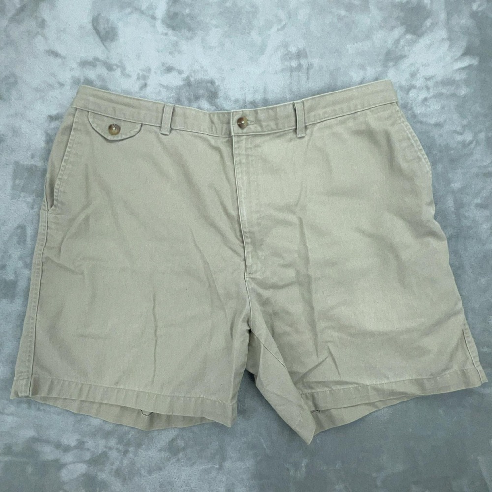 Mens Khaki Chino Shorts Tan Elastic Waist Cotton Blend Size 42 031962 01-03